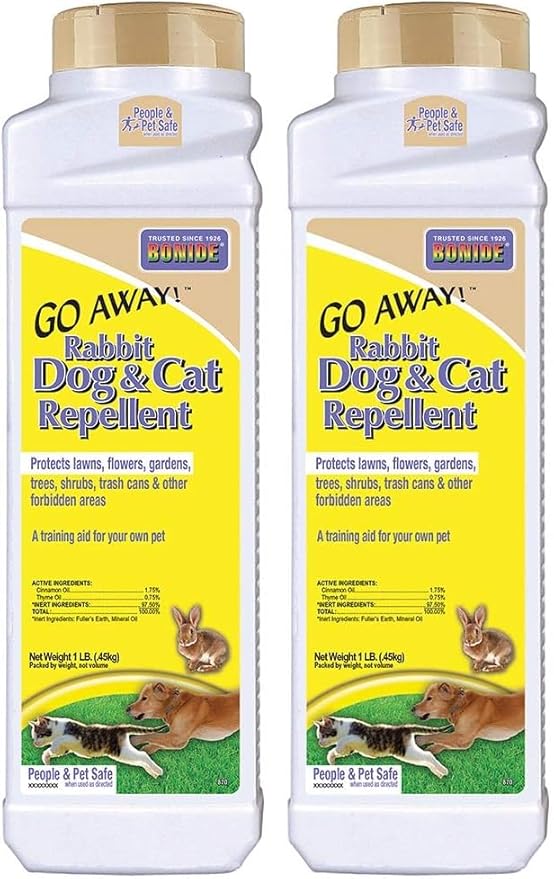 Bonide Go Away! Rabbit, Dog, & Cat Repellent Granules, 1 lb Ready-to-Use, Keep Dogs Off Lawn, Garden, Mulch & Flower Beds, (Pack of 2)