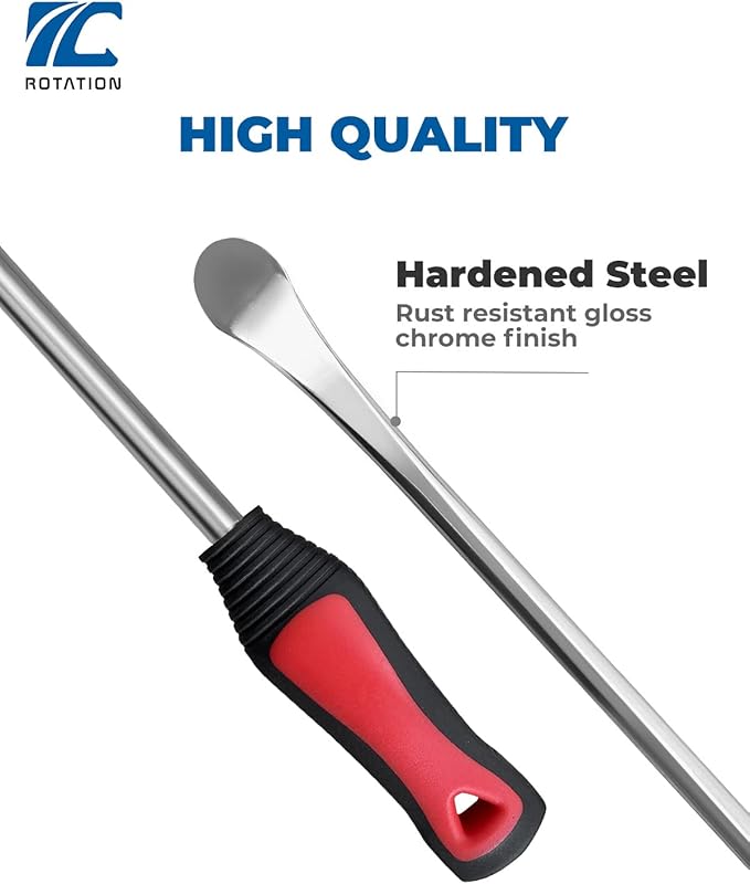 ROTATION 14.5" Steel Tire Spoons Tool Set, 6-Piece Tire Iron Kit, Professional Tire Removal Tools for Motorcycle Dirt Bike Scooter, Include 3 Tire Spoons, 2 Rim Protector, 1 Valve Tool, 6 Valve Cores
