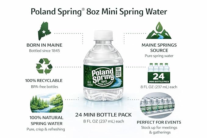 Poland Spring Water Bottles 24 Pack - 小さなミニボトル - Poland Spring 8オンス ボトルウォーター