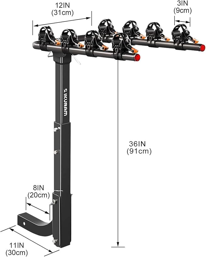 4 Bike Rack Bicycle Carrier Racks Hitch Mount Double Foldable Rack for Cars Truck SUV Fits 2" Receiver, Tie Down Strap, Anti-Rattle Hitch Tightener & Locking Hitch Pin