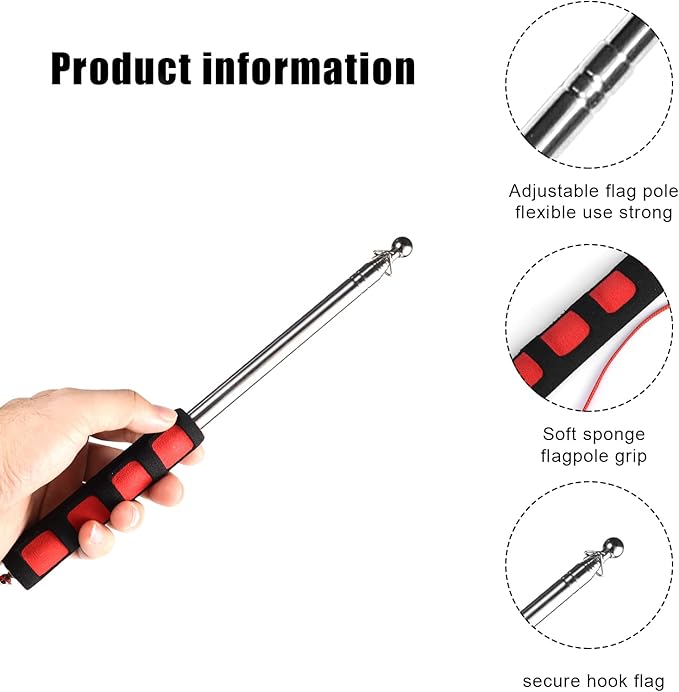 4pcs Horse Training Flag, 5.25 Feet Red Telescopic Flag Poles with 17.1x17.1inch Retractable Horse Training Equipment Horse Flag (Four Colors)