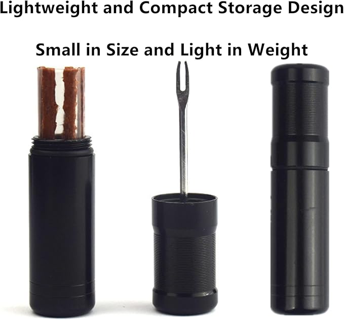 Tubeless Bike Tire Repair Kits for Road Bicycle and Mountain Bike MTB Tires | 1 Repair Tool and 7 Bacon Strips | Includes Storage Canister Plugger Tool with Plugs