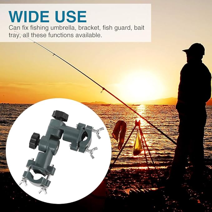 Faddare Fishing Chair Umbrella Stand Bracket, 360 Degree Rotation Adjustable Fishing Rod Holder, Chair Stand Lures Dish/Flashlight Holder, Fishing Pole Bracket Connect(Black)