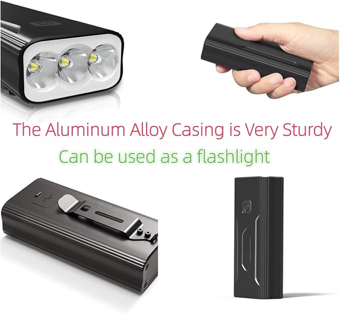 3000 Lumen Super Bright Bike Lights,5200mAh Runtime 10+ Hours,Rechargeable Bicycle Lights Front and Back for Night Riding,5 Light Modes,Easy to Install for Men Women Kids Road Mountain Cycling