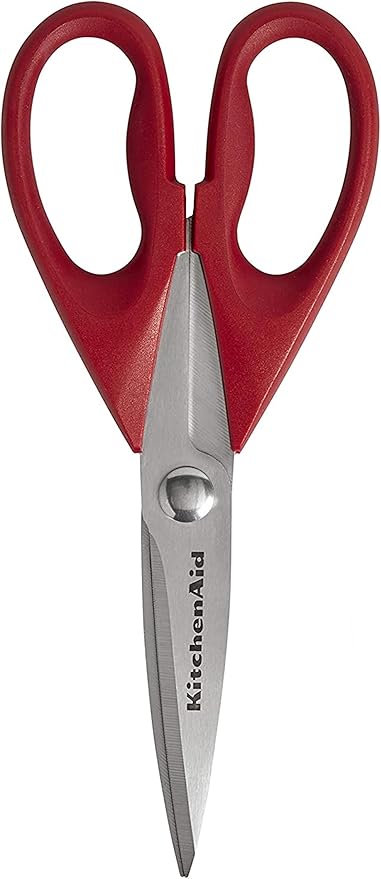KitchenAid オールパーパスキッチンバサミ 保護シース付き 高耐久ステンレススチール製ハサミ 食洗機対応 ソフトグリップ快適ハンドル 8.72インチ レッド