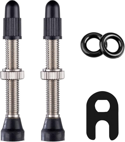 2PCS Tubeless Valves, Brass Tubeless Valve Stem(40 mm), 1PSC Valve Core Remover Tool
