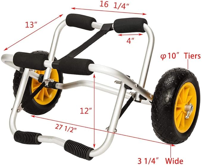 Ktaxon Kayak Cart Boat Canoe Carrier Dolly Trailer Tote, Foldable Paddle Board Trolley Boat Trailer Transport with NO-Flat Airless Tires Wheels