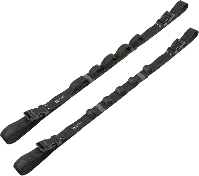 Booms Fishing VRC Vehicle Rod Carrier, Car Fishing Rod Holder, 2 Nylon Straps Adjustable Range 31.5 "-59", Fishing Pole Roof Rack Store 5 Poles Max, For vehicles with 4 Roof Grab Handles Only
