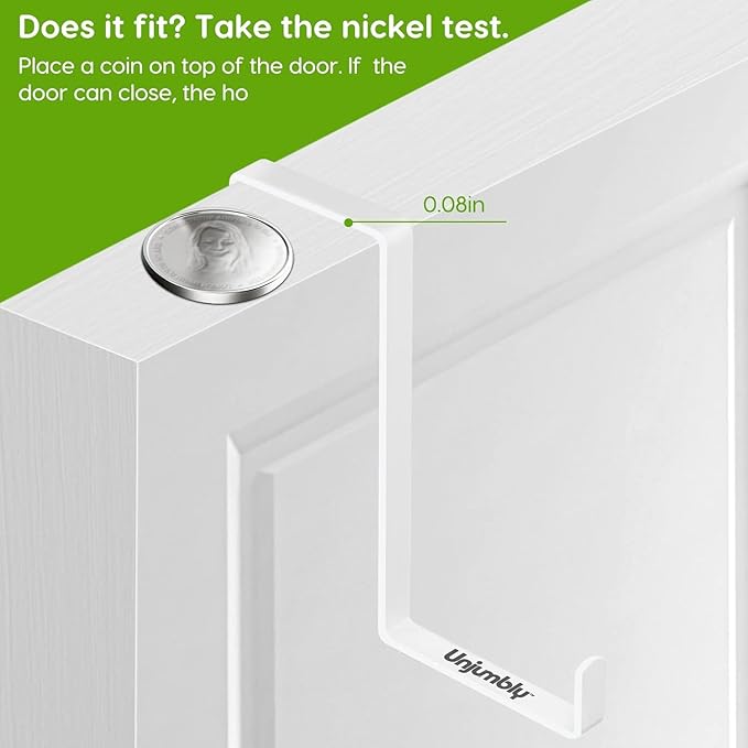 Unjumbly 4 Pack Over The Door Hooks - Fitting Door Width Between 1 3/8" and 1 3/4", Reversible Door Hangers for Hanging Clothes, Towels, Coats and More (White) (White, 2 Pack (Long))