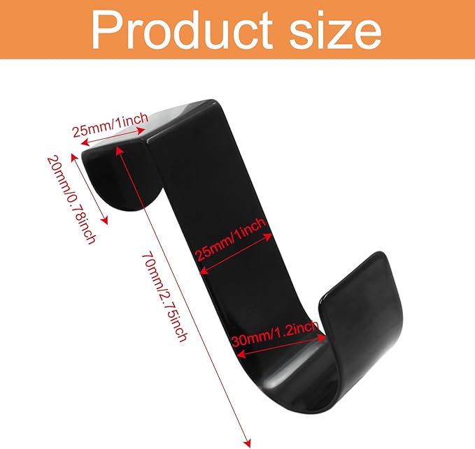 6 Pack Over The Cabinet Door Hook, Metal Single Over Door Hooks Hanger Hook for Hanging Stocking Clothes Towels (Black)