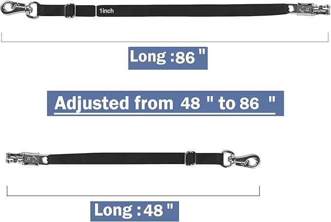 Rosemarie Adjustable Nylon Cross Tie, Trailer Tie for Horse Haulage with Panic Snap and Bull Snap - Adjusts from 48" to 86", 1" Wide