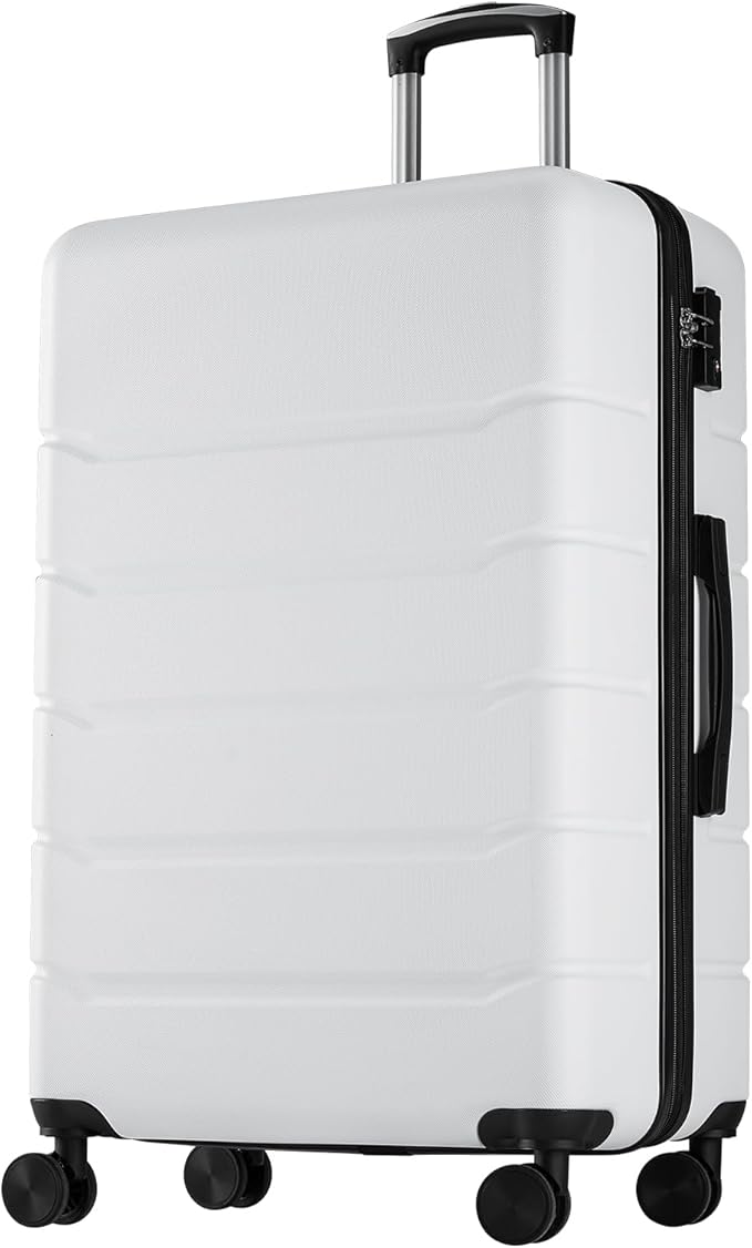 OLIXIS 28 Inch Luggage, Hardside Checked Suitcase with Spinner Wheels, Lightweight ABS Hard Shell Travel Luggage, TSA Approved Lock, Expandable Large Suitcase for Business & Travel–White
