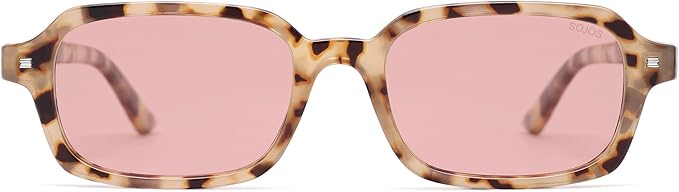 SOJOS Trendy Rectangle Polarized Sunglasses Womens Mens, Small Retro Fashion Thin Slim Square Sunnies SJ2610