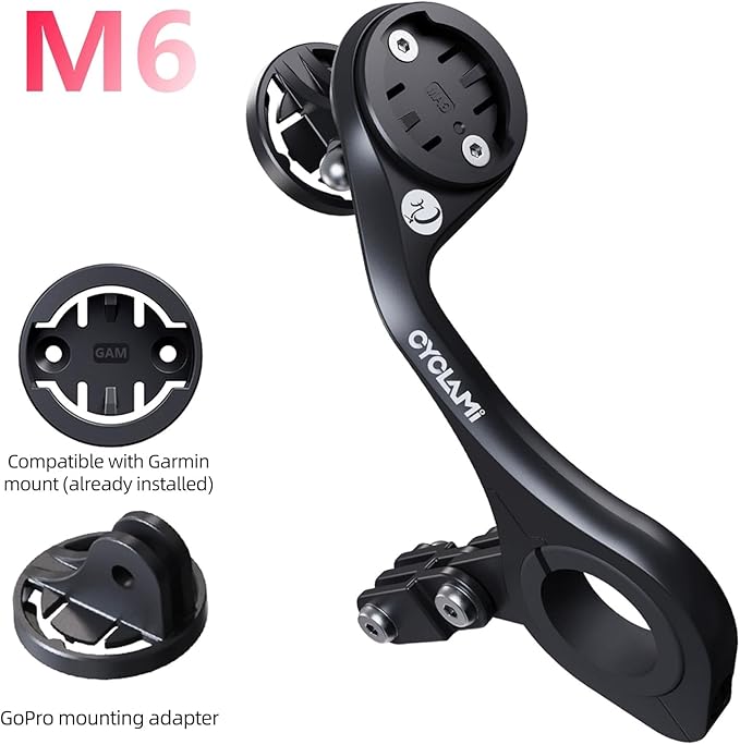 Out Front Mount Compatible with Garmin Edge GPS Bike Computer, XOSS G/G+, iGPSPORT Bike Light & Gopro Cycling Handlebar 25.4mm 31.8mm(M6)