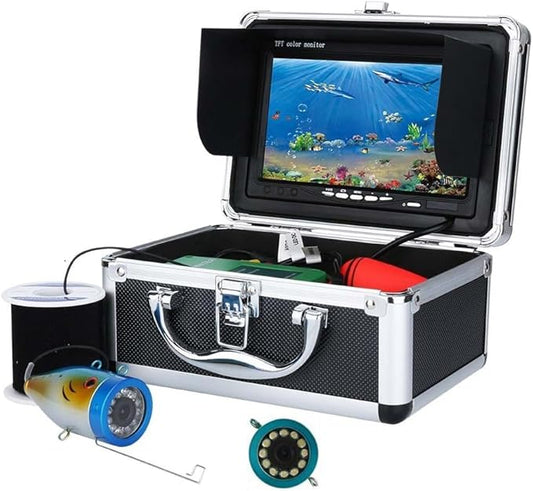 Underwater Fishing Camera with 7 Inch LCD Monitor, HD 1000 TVL Portable Fish Finder, 30Pcs Adjustable LED White Lamp Light, 30M Cable Waterproof IP68 Camera for Ice Lake Sea Boat Kayak Fishing