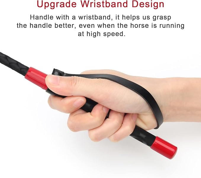 Coolrunner Riding Crop for Horse, 18 Inch Horse Whip with PU Leather Equestrianism Horse Crop Double Slapper Horse Whip Black Crops for Horses