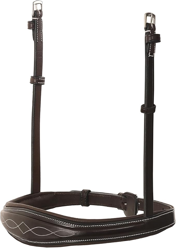 Exion Hunter Anatomic English Bridle for Horses with Rubber Reins | Premium Vegetable-Tanned Leather | Fancy Stitch Raised Padded Bridle | Show, Jumping, Training | Black & Brown | Full, Cob, Over