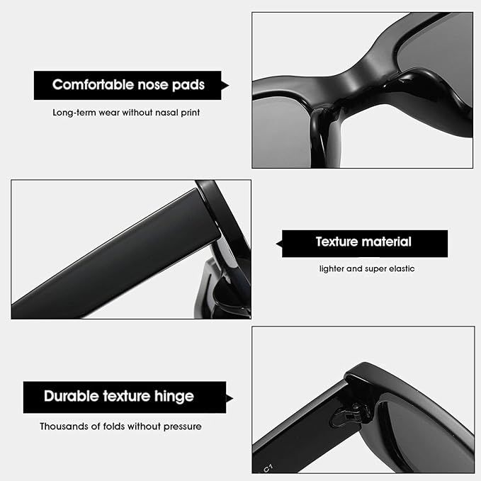 BUTABY Rectangle Sunglasses for Women Retro Driving Glasses 90’s Vintage Fashion Narrow Square Frame UV400 Protection