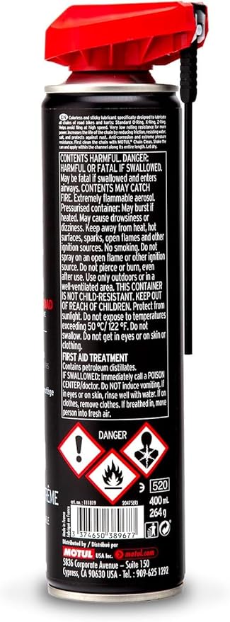Motul C2 Chain Lube Road - Motorcycle Chain Lubricant Spray for Street & Sport Bikes, 9.3 oz Can (111819)