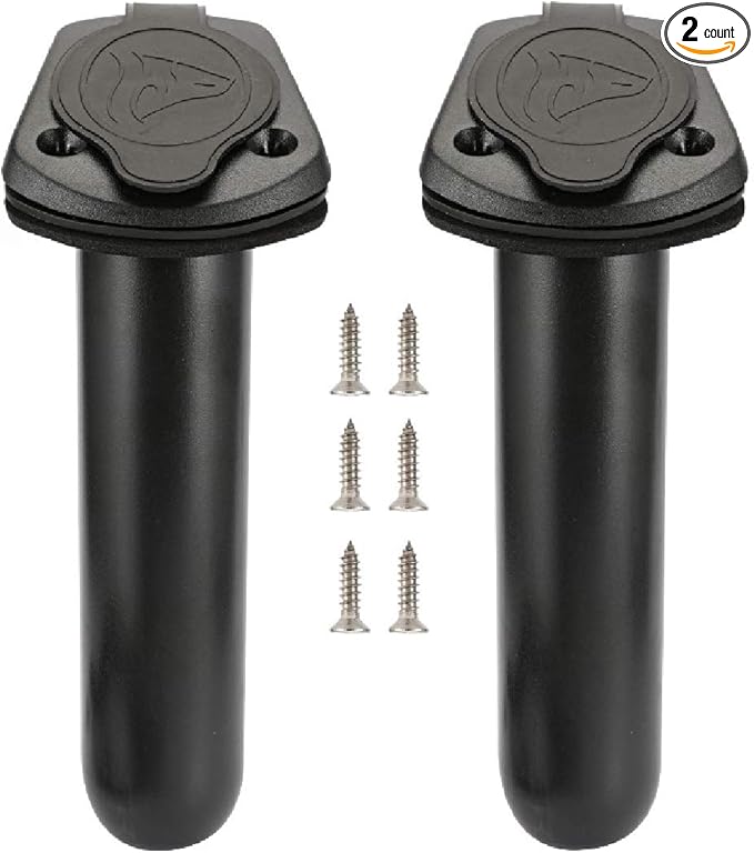 2 Pcs Kayak Deck Plastic Flush Mount Fishing Boat Rod Holders and Cap Cover, Fishing Tackle Accessory Tool