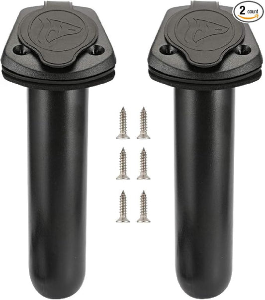 2 Pcs Kayak Deck Plastic Flush Mount Fishing Boat Rod Holders and Cap Cover, Fishing Tackle Accessory Tool