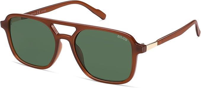 SOJOS レトロ アビエイター サングラス レディース メンズ トレンディ 長方形 レディース メンズ シェード サングラス SJ2202