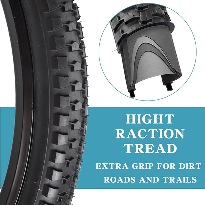 SIMEIQI 2 Pack 20"x2.125"/ 26"x2.1"/ 29"x2.125" Inch Bike Tire with 2 Levers for Mountain Foldable Replacement Beach Bicycle Tires