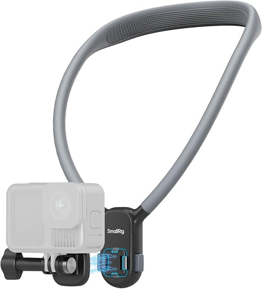 SMALLRIG Magnetic Neck Mount for Action Camera, Quick Release One-Click Button & Ergonomic Design, for GoPro Hero 12/11/10/9, for DJI OSMO 360/Nano/Action 6/5 Pro/4, for Insta360 Ace Pro 2-5126