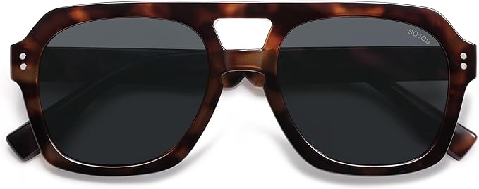 SOJOS Retro Thick Polarized Aviator Sunglasses for Women Men, Large Trendy Bold Square Pilot Shades SJ2385