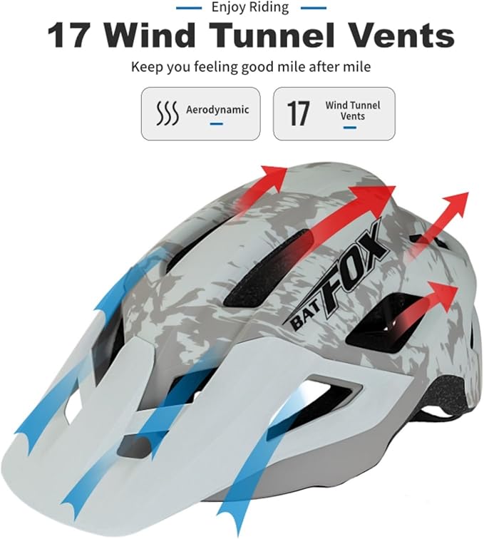 BATFOX NTA 8776 E-Bike & Mountain Bike Helmet for Adults Youth, E-MTB Cycling Helmet for Men Women (52-60CM)
