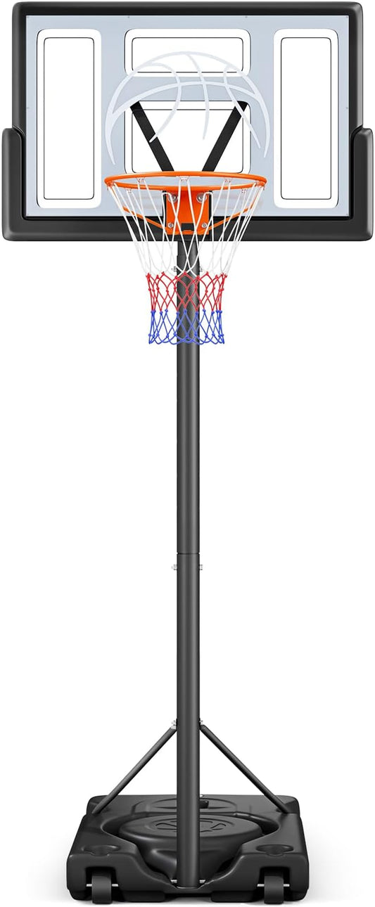 Basketball Hoop Outdoor 10ft Adjustable, Portable Basketball Hoop Goal System for Kids Youth and Adults in Backyard/Driveway/Indoor, 44 Inch Shatterproof Backboard and Larger Base