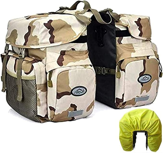50L Panniers Bike Bags, Waterproof Bike Panniers Made of High-Density 600D Polyester for Durable Use, Bike Saddle Bag come with Reflective Trim and Rain Cover, Easy Organize in 7 inch Rack