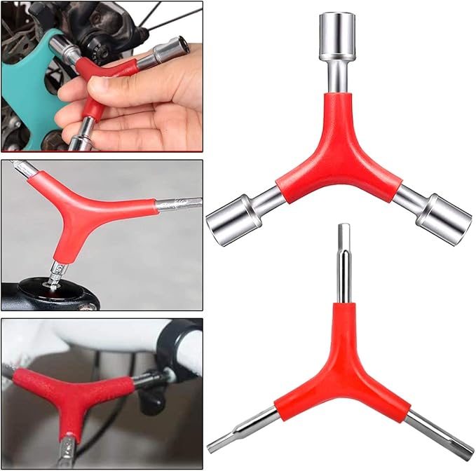 CHIVENIDO Bike Spoke Wrench, Portable Bicycle Spoke Tool Kit Includes 8 Way Bike Rim Truing Tool, Spoke Wrench with Rubber Handle