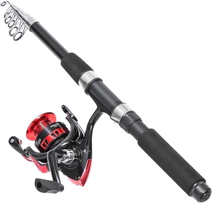 Fishing Rod, 6.9ft 2Pcs Telescopic Fishing Pole Set, Spinning Rod and Reel Combo with Carrier Bag Freshwater Fishing Rod and Reel Combos Kits Fishing Gear