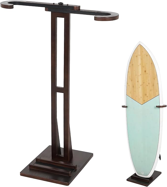 Surfboard Stand Racks, Sturdy Surfboard Racks Standing with Floor-Standing Design,Stand Shortboard and Longboard Organizer, Beech Wood, Coffee, 1PCS
