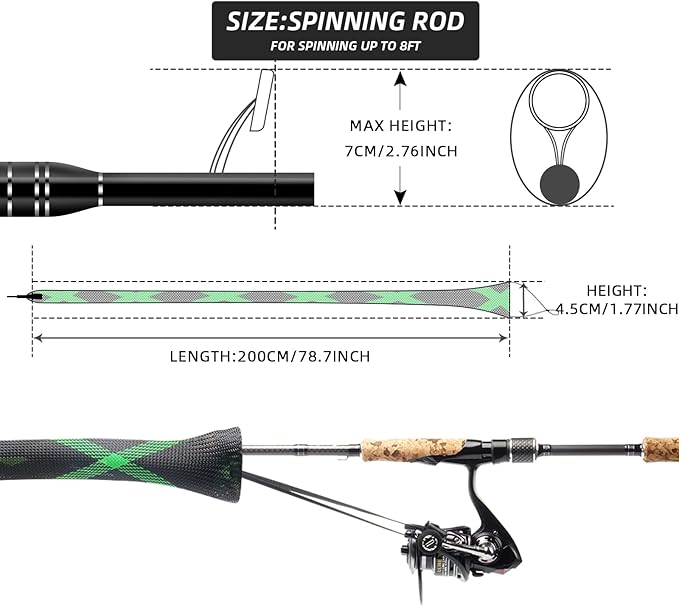 SF 釣り竿ソックス 釣り竿スリーブ ロッドカバー 編組メッシュロッドプロテクター ポールグローブ スピニングロッド、キャスティングロッド、マスキーロッド、アイスロッド、フライロッド、スペイロッド用 釣り具