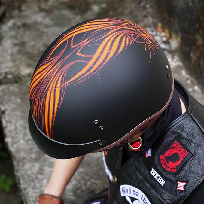 VCOROS Half Helmet Motorcycle DOT Approved Open Face Helmet with Sun Visor and Quick Release Buckle for Adults Men and Women (F07A Angel,XL)