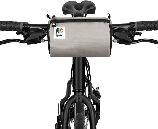 Oso Supply Co Handlebar Bike Bag – Water-Resistant Hard Shell with Quick-Access Zipper, Side Mesh Pockets, and Spacious Storage – Ideal for Cycling, Commuting, and Adventure Rides (Smoke Gray)