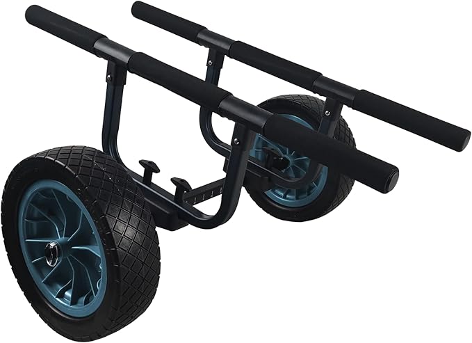 Heavy Duty Kayak Cart, Width Adjustable Canoe Cart with 12inch Flatfree Beach Wheels Boat Dolly Cart Transport Carrier
