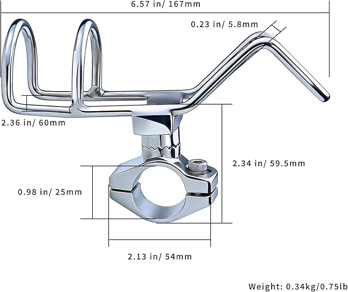 YANYUCB 釣り竿ホルダー 316ステンレススチール製 調節可能 ボート用ロッドホルダー 360°回転可能 レールマウントロッドホルダー 1インチ、1-1/4インチレール対応 頑丈なロッドホルダー 釣りボート、ヨット用 (2個パック)