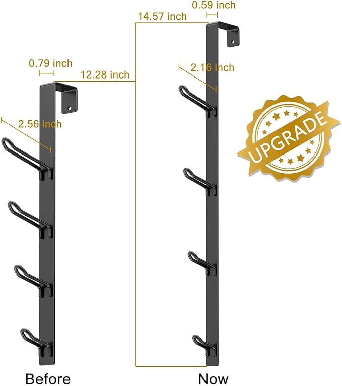 niffgaff Door Hooks Towel Hanger: Black Heavy Duty Over Door Coat Hanger for Bathroom，Bedroom，4 PCS,for 1.7'' Doors