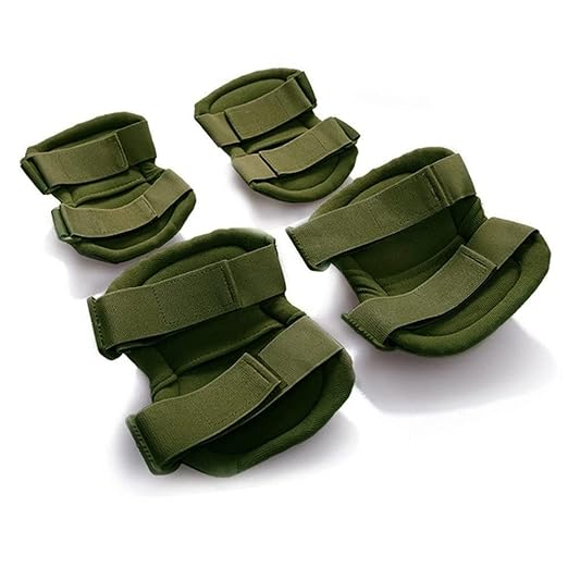 Military Tactical Knee Pad Elbow Pad Set Airsoft Knee Elbow Protective Pads Combat Paintball Skate Outdoor Sports Safety Guard Gear (X-Shape Green, M, 4pcs Set)