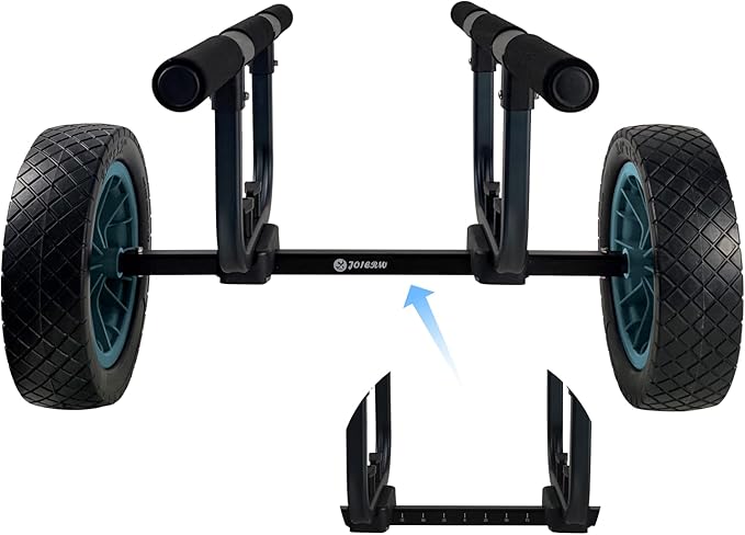 Heavy Duty Kayak Cart, Width Adjustable Canoe Cart with 12inch Flatfree Beach Wheels Boat Dolly Cart Transport Carrier