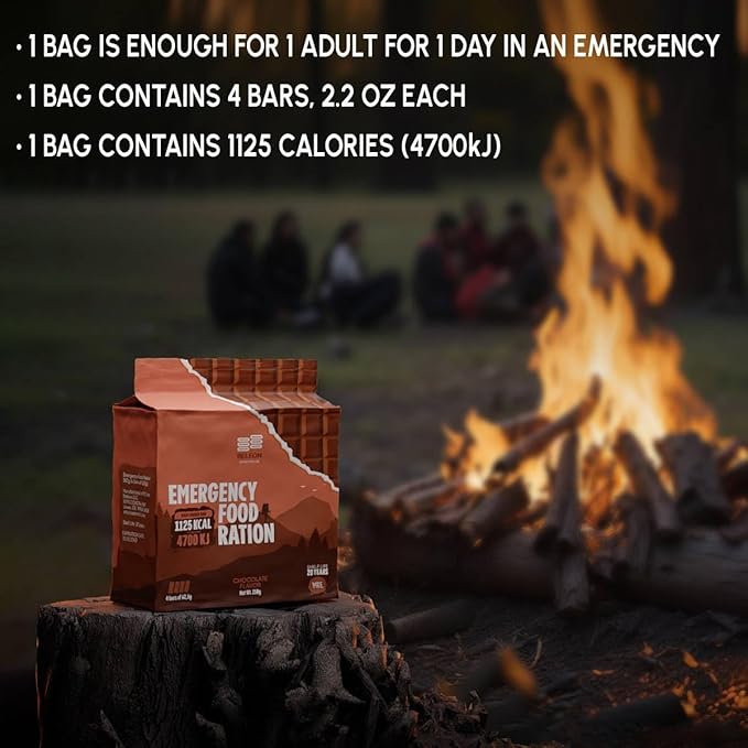 Emergency Food Supply - Chocolate Survival Ration - 20 Years Shelf Life - 3 Days