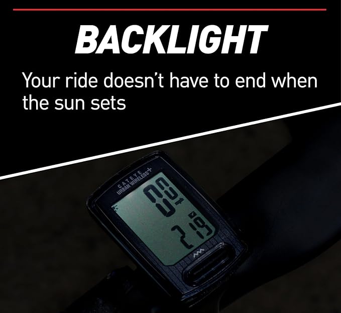 CATEYE Urban Wireless+ Bike Computer – Wireless Speedometer with Backlight, Calorie Tracking, FlexTight™ Mount, Auto Start/Stop, 1 Year Battery Life, for Road, MTB, Gravel Cycling