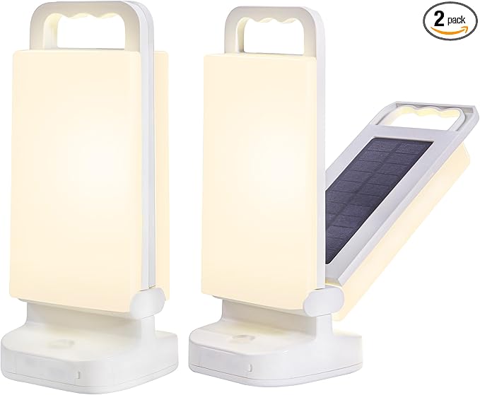 ソーラーキャンプランタン 6000mAh 2個セット、USB充電式キャンプライト＆電源、最大80時間点灯 調光可能LEDナイトランプ、緊急時、ハリケーン、ハイキング、アウトドア、インドア用サバイバルギア