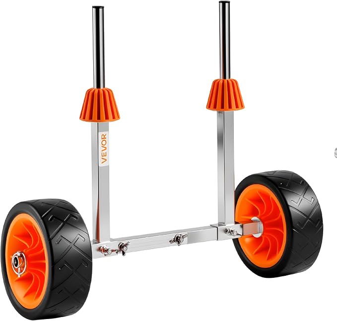 VEVOR Kayak Cart, 230/250lbs Canoe Cart Dolly with 7.5in/10in Solid Rubber Tires & Kickstand, Adjustable Width, Detachable Portable Watercraft Cart for Kayaks, Canoes, Paddle Boards