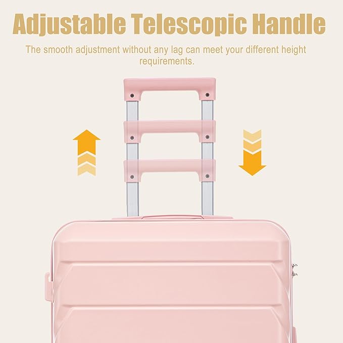 28 Inch ABS Hard Shell Large Luggage With Combination Lock and Side Hooks, Pink