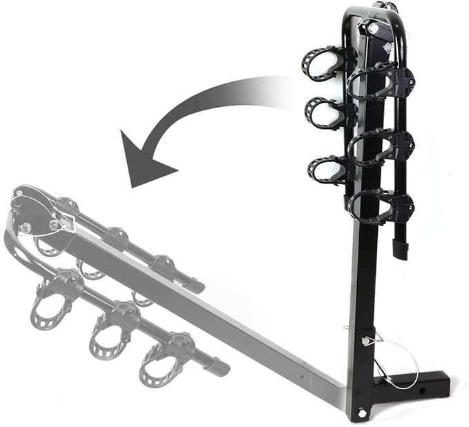 Auto Dynasty 2 Inches Hitch Fold-Up Mount Rear Trailer Bicycle/Bike Rack Carrier Storage (Powdered Coated Black)