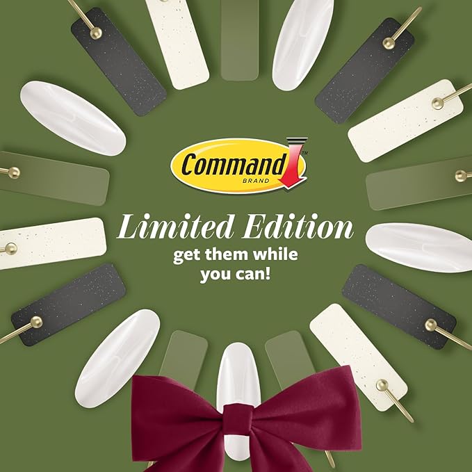 Command Mixed Hook Pack, Cream Speckle, 2 Medium Hooks, 8 Spring Clips, Great for Hanging Christmas Decorations